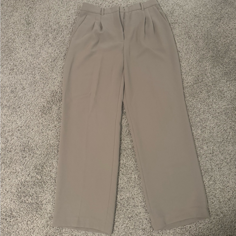 Aritzia Wide-Leg Trousers in Taupe Gray